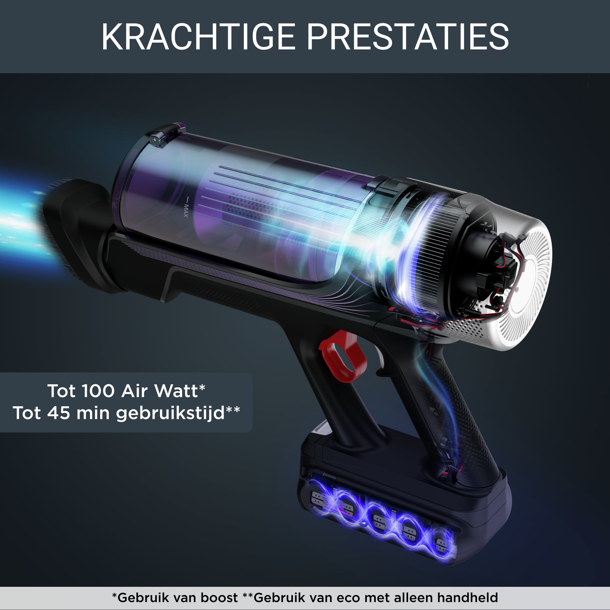 X-Force Flex 9.60 RH2038 Steelstofzuiger - 100 AirWatt - 45 min autonomie - 0,44L