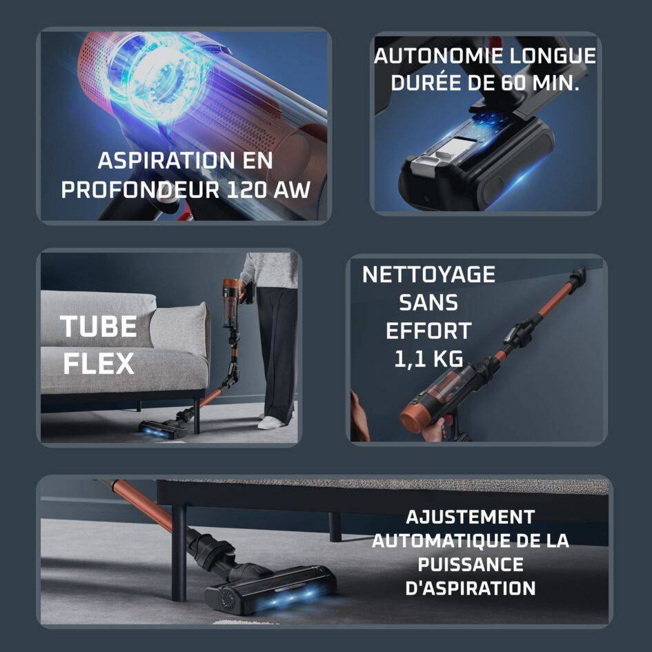 X‑Force Flex 10.80 RH7A73E0 Aspirateur balai - 120 AirWatts - 60 min d'autonomie
