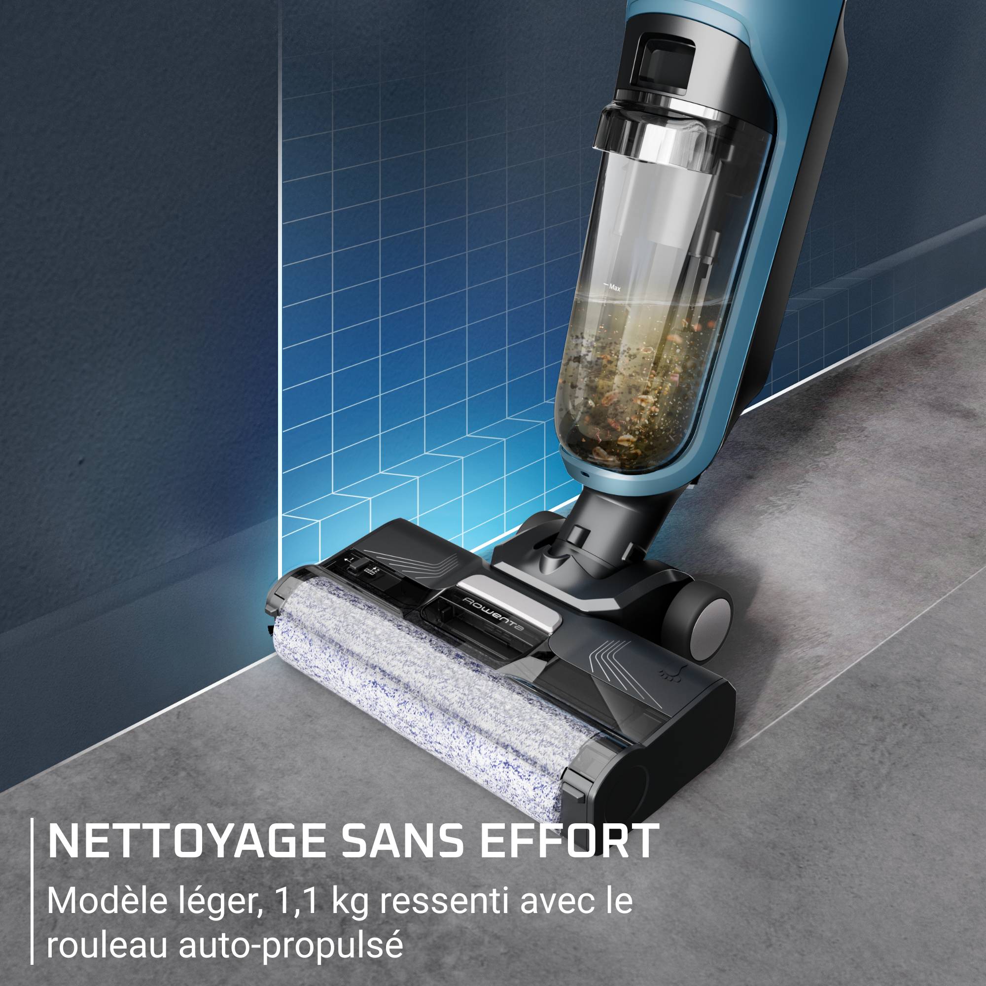 X-Clean 2 GZ2271E0 Nettoyeur de sol & Aspirateur 2-en-1 - 35 min d'autonomie - Nettoyage automatique de la brosse
