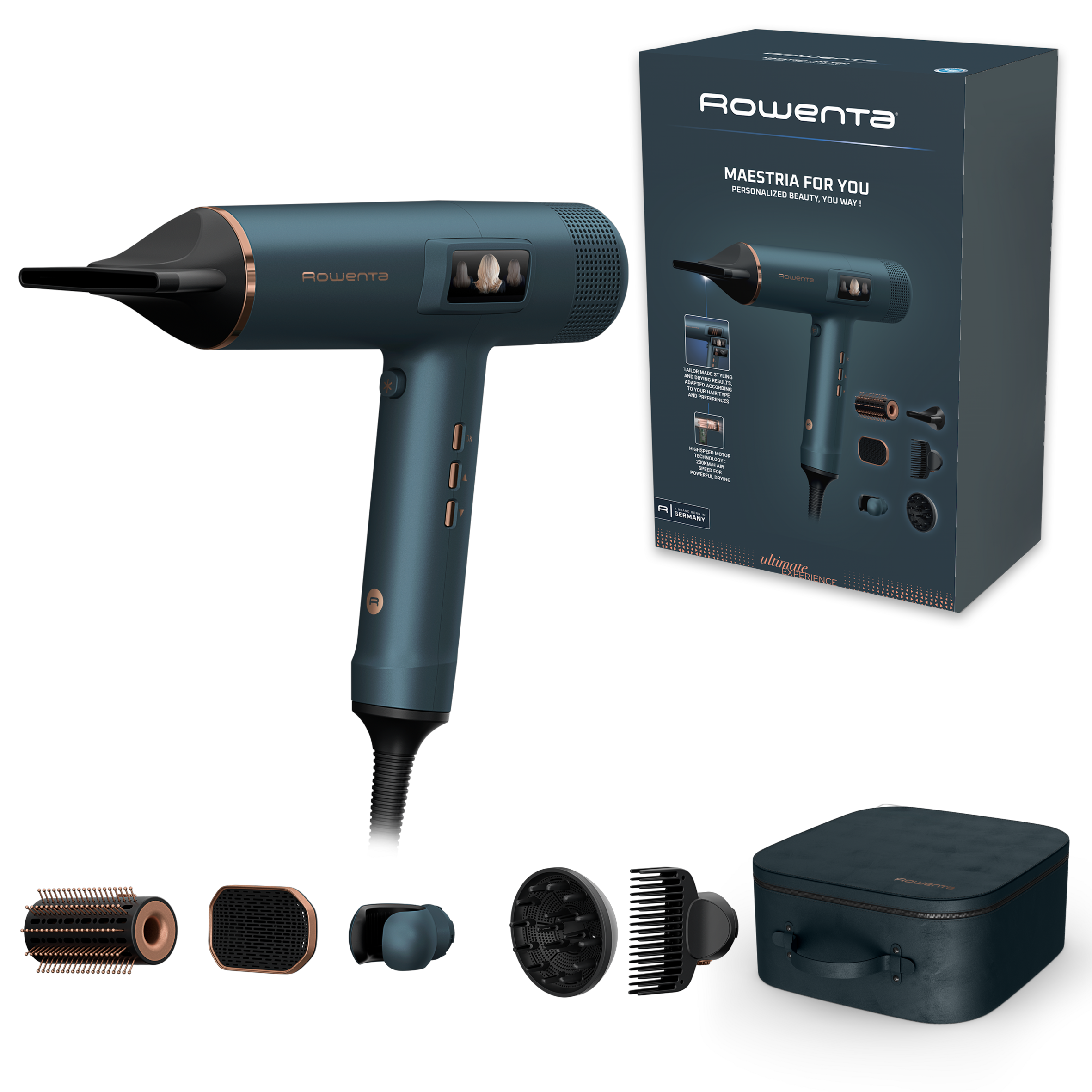 Maestria For You HY9430E0 Haardroger met geïntegreerd scherm - 1800W + 6 accessoires