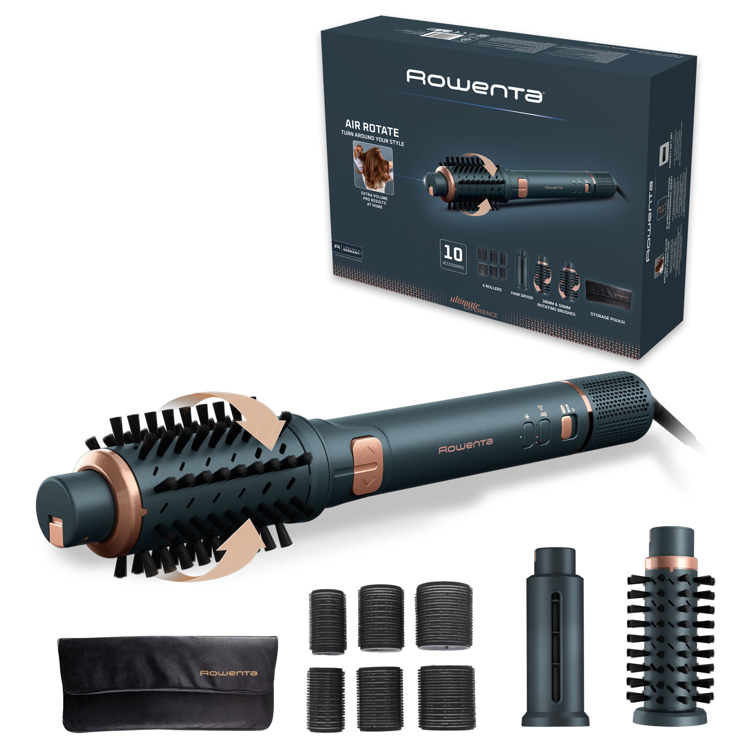 Air Rotate UB9920 Brosse soufflante rotative - 2 brosses 50mm et 38mm - 8 combinaisons de vitesse et température