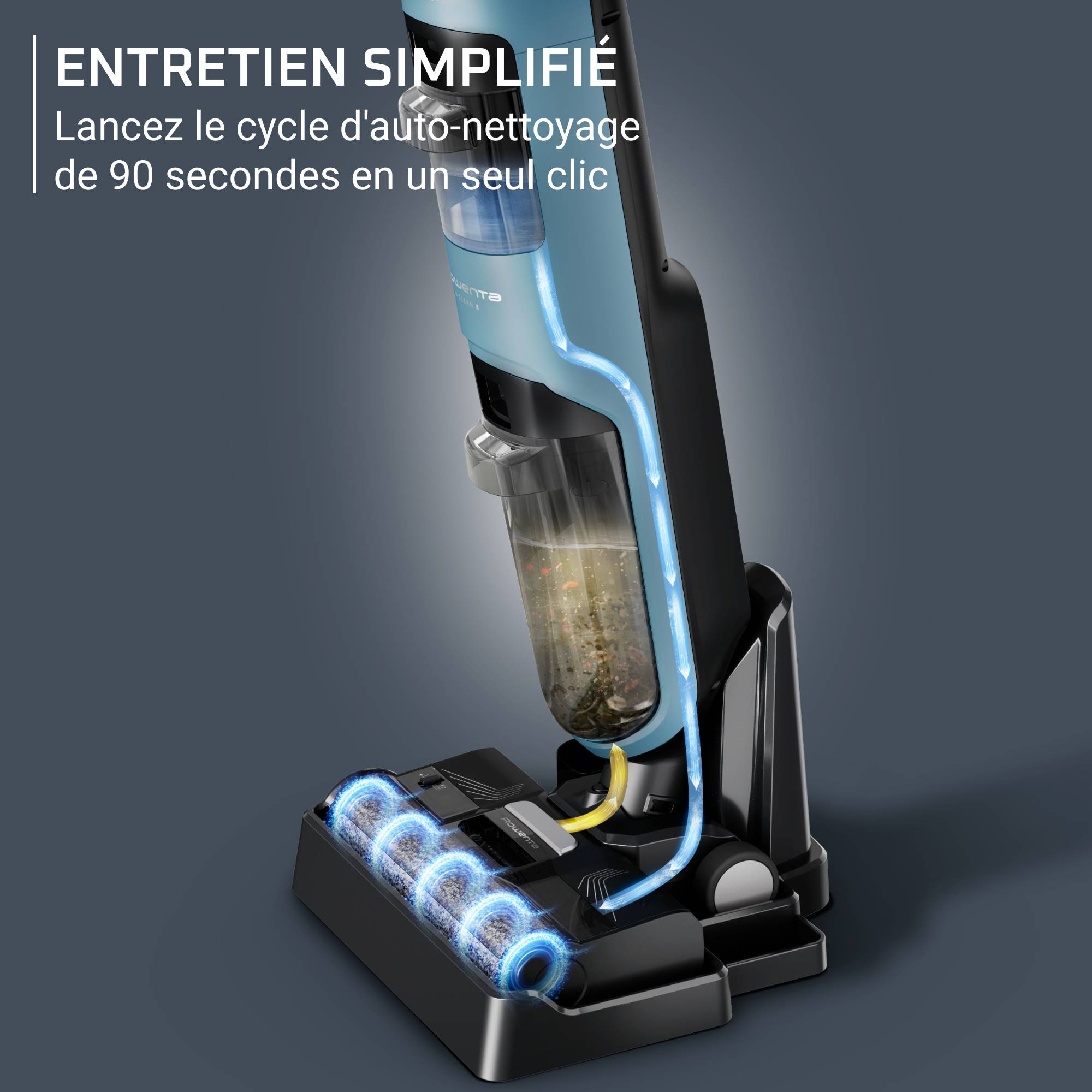 X-Clean 2 GZ2271E0 Nettoyeur de sol & Aspirateur 2-en-1 - 35 min d'autonomie - Nettoyage automatique de la brosse