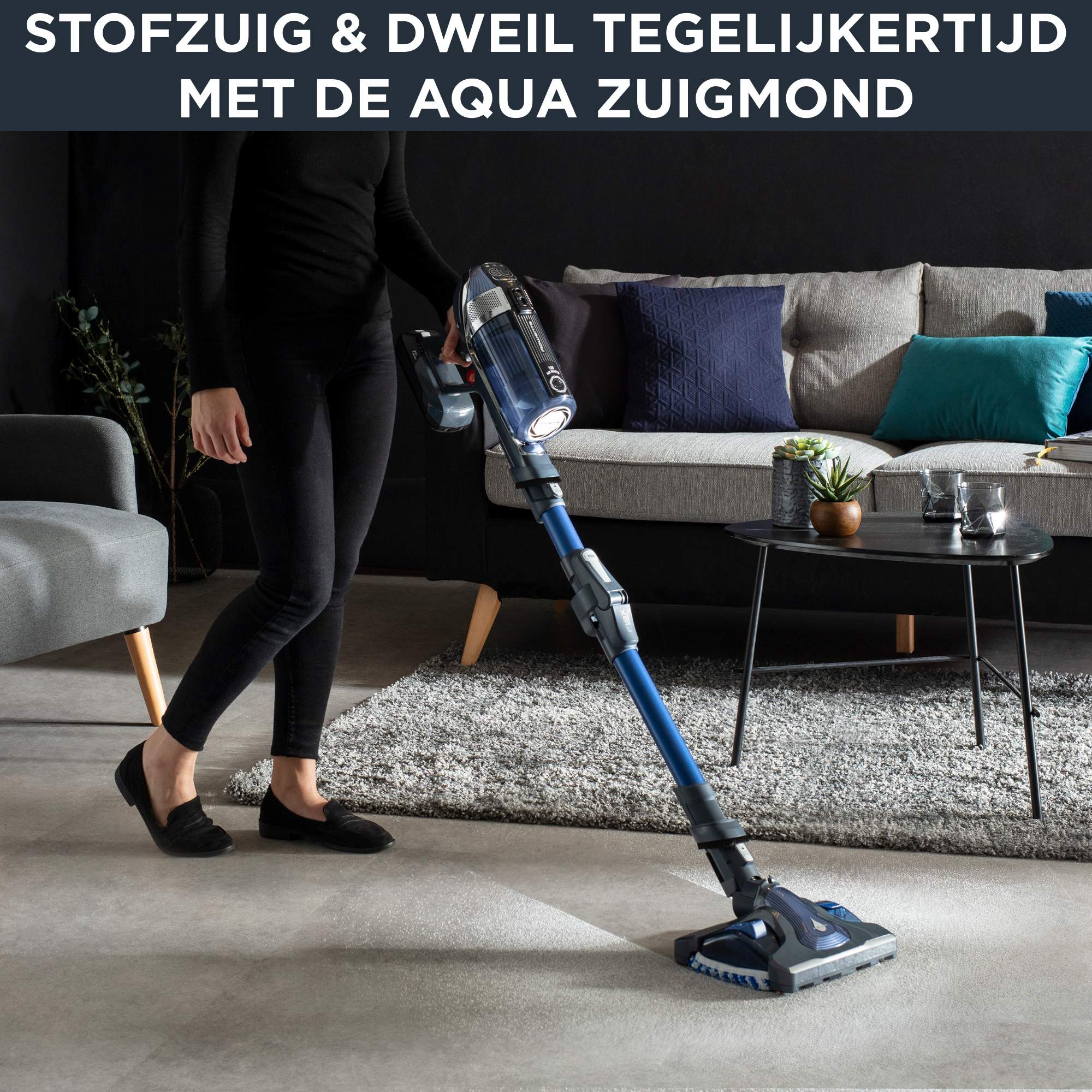 X-Force Flex 11.60 Aqua RH9890 2-in-1 Steelstofzuiger - 130 AirWatt - 45 min autonomie - 0,9L