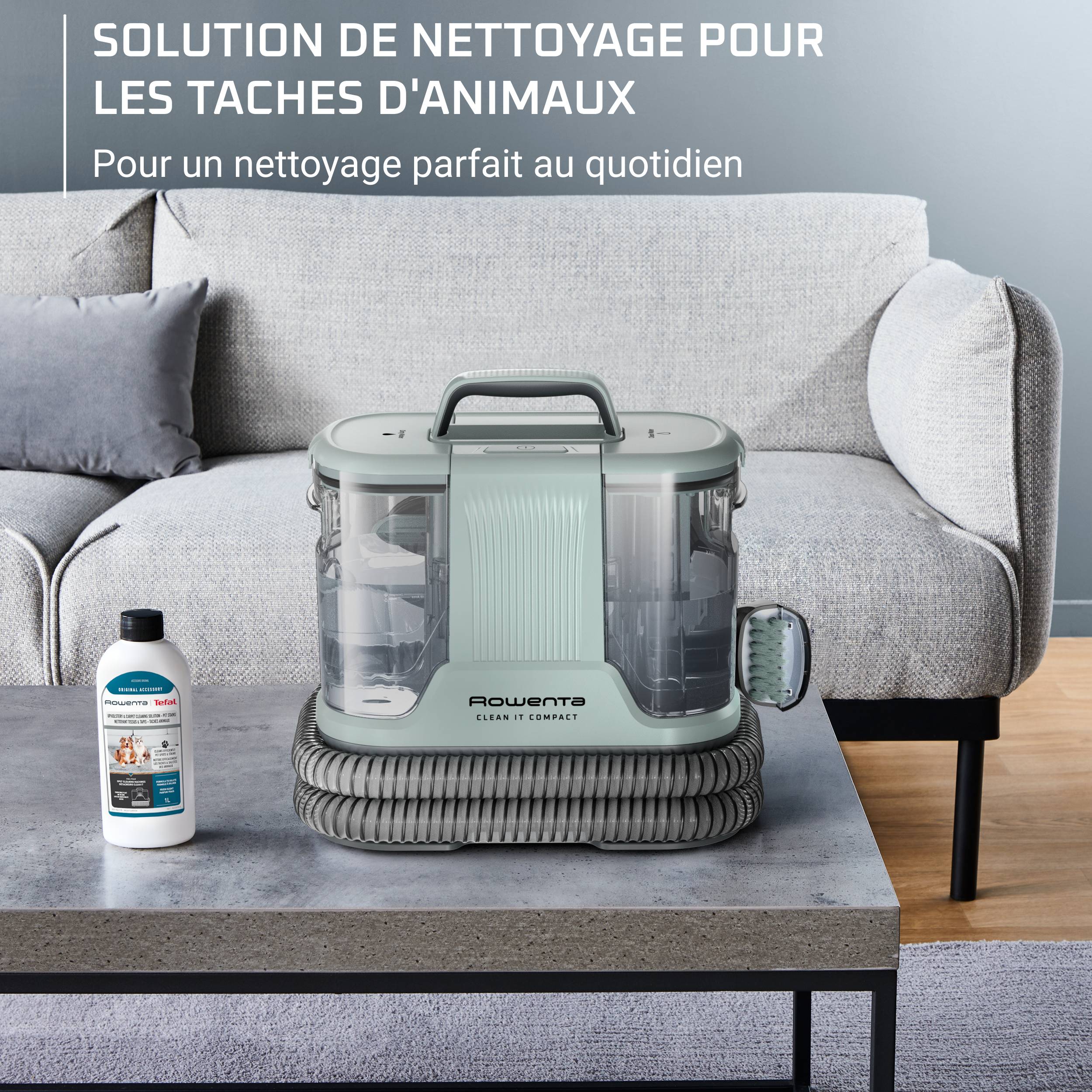 Clean It Compact, Détacheur, Nettoyeur de tapis, Résultats rapides, Design compact