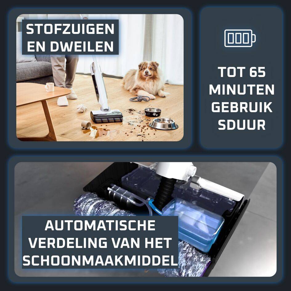 X‑Clean 12 GZ7257E0 2-in1 Vloerreiniger & Stofzuiger - 65 min autonomie - Automatische reiniging van borstel
