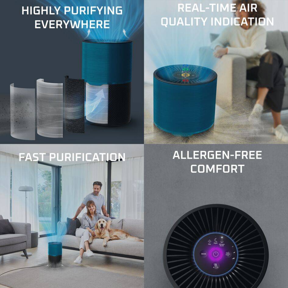 Pure Air Compact PU2221F0 Binnenluchtzuiveraar – 3 filtratieniveaus - Efficiëntie: tot 100%