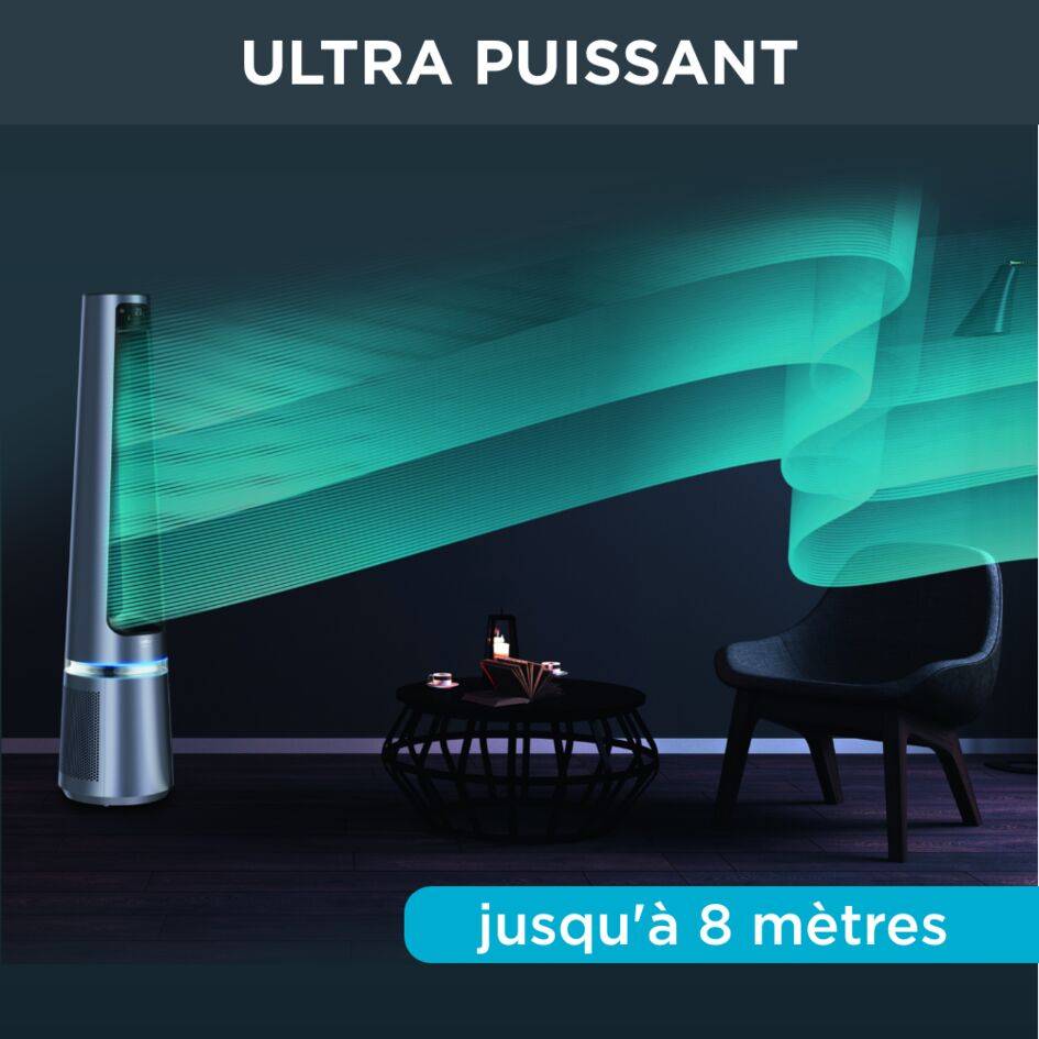 Eclipse 2-in-1 QU5030 Purificateur + Ventilateur - 2 niveaux de filtration - Efficacité : jusqu'à 99,95%