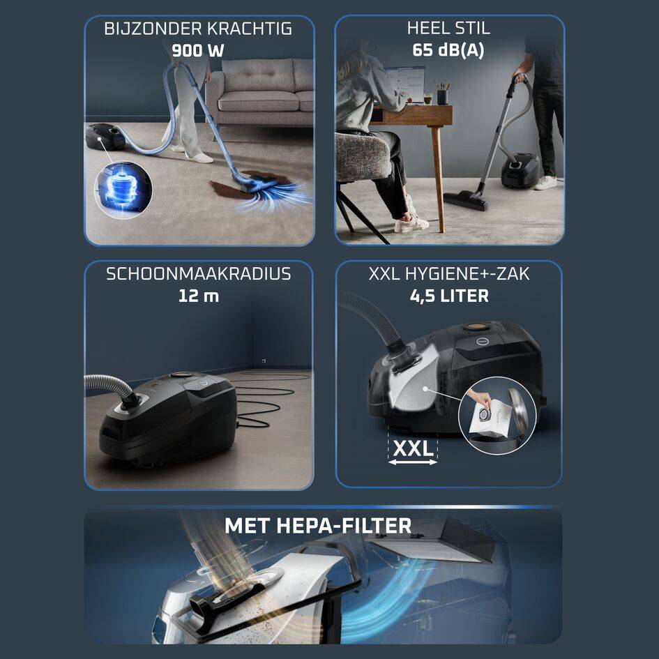 Silence Force 8 RO6176E0 Stofzuiger met zak - 900W - Stil: 65 dB - Parketmodel